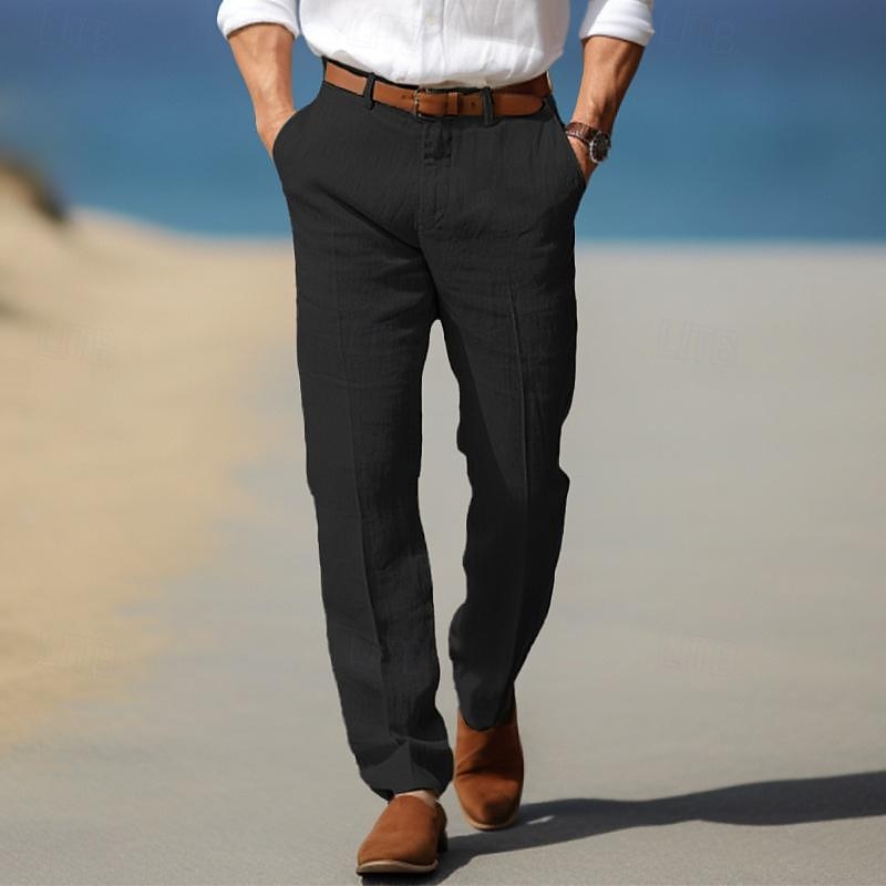 PANTALONE DA UOMO DI LUSSO IN LINO PREMIUM (CON PASSANTI PER CINTURA)