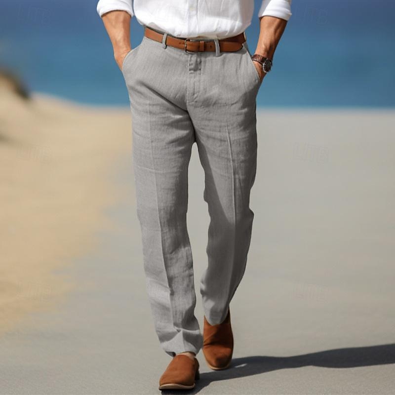 PANTALONE DA UOMO DI LUSSO IN LINO PREMIUM (CON PASSANTI PER CINTURA)