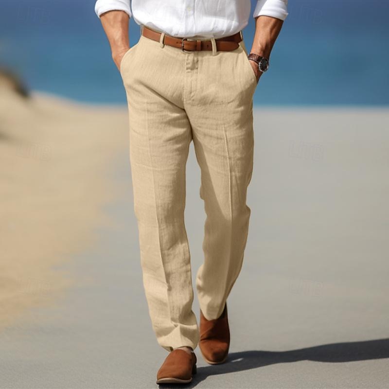 PANTALONE DA UOMO DI LUSSO IN LINO PREMIUM (CON PASSANTI PER CINTURA)